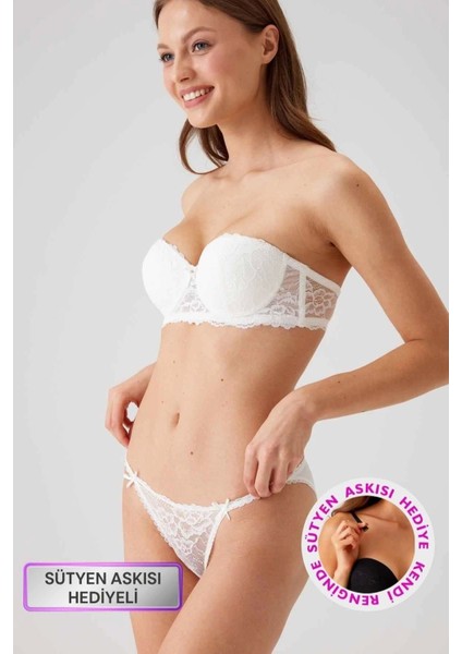 Marsilyan- 4562 Pierre Cardin Balenli Straplez Desteksiz Sütyen Takımı