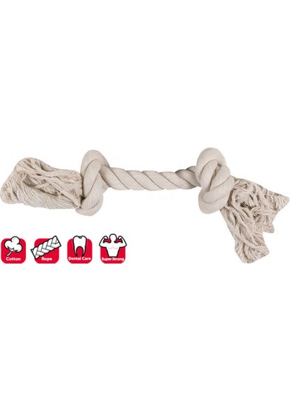 2 Düğümlü Ip Köpek Oyuncağı S 22 cm Beyaz