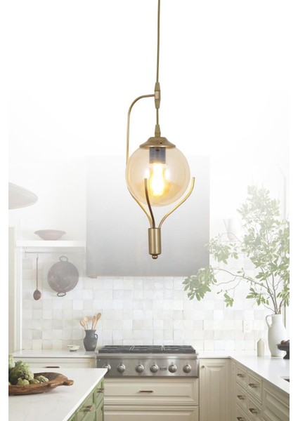 Pesto Tekli Eskitme Avize-Bal Camlı Dekoratif Tasarım Yatak Odası Mutfak Salon Avize