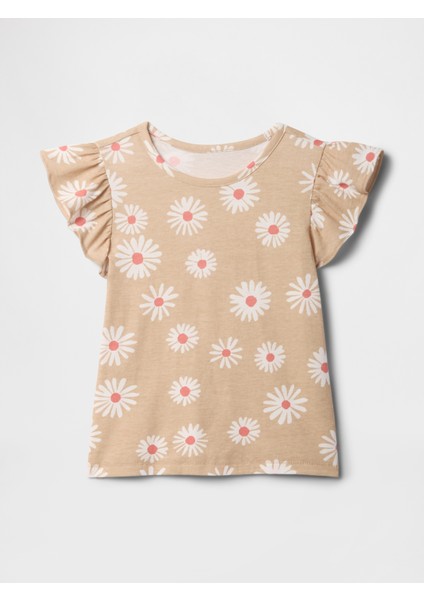 Kız Bebek Bej Fırfır Kol T-Shirt