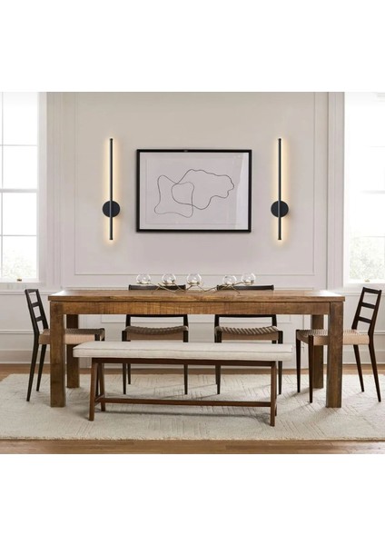 Modern Dekoratif Günışığı LED Duvar Aplik 70 cm Siyah (Pilli )