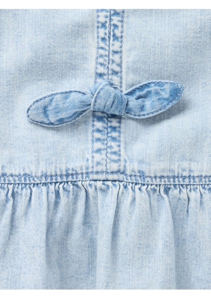 Kız Çocuk Açık Mavi Denim Fırfırlı Peplum Bluz