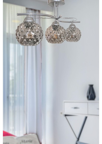 Rengin Modern Krom Renk 3 Lü Camlı Avize Salon - Mutfak - Yatak Odası fiyatları