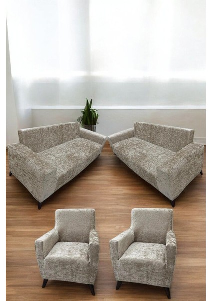 Kadife Koltuk Örtüsü Lastikli Esnek Yıkanabilir Koltuk Kılıfı 3+3+1+1 Solma Kayma Yapmaz Leke Tutmaz