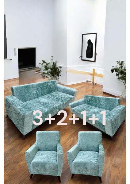 Kadife 3+2+1+1 Likralı Esnek Yıkanabilir Koltuk Örtüsü, Parlak Kadife 3+2+1+1 Koltuk Kılıfı