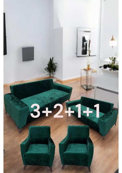 Kadife 3+2+1+1 Likralı Esnek Yıkanabilir Koltuk Örtüsü, Parlak Kadife 3+2+1+1 Koltuk Kılıfı