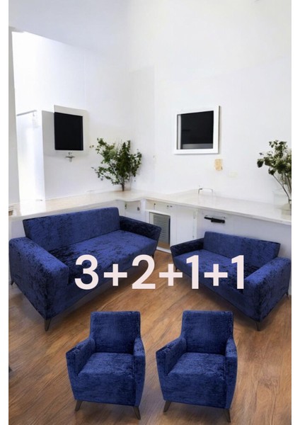 Kadife 3+2+1+1 Likralı Esnek Yıkanabilir Koltuk Örtüsü, Parlak Kadife 3+2+1+1 Koltuk Kılıfı