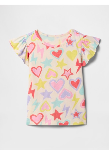 Kız Bebek Kırık Beyaz Fırfır Kol T-Shirt