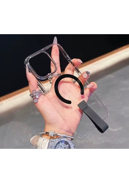 Apple iPhone 14 Pro Max Uyumlu Magsafe Özellikli El Tutamaçlı Teksas Silikon Kapak
