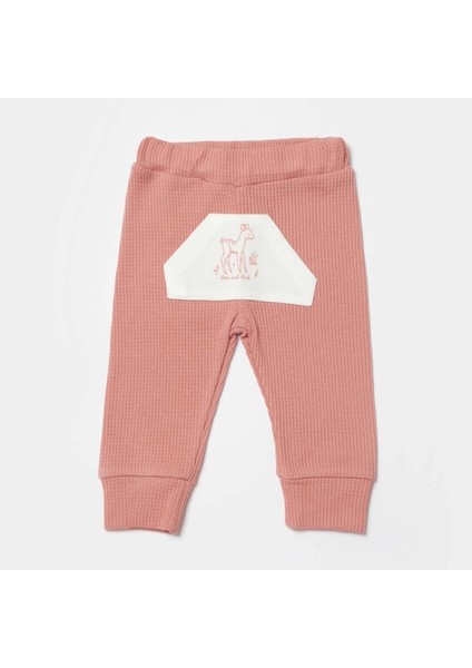 Bibaby Biorganic Waffle Deer And Bird Bebek Pantolon 57895 Ekru Gül Kurusu