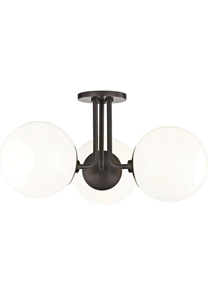 Global Özel Tasarım Salon - Mutfak - Yatak Odası Glop Camlı 3 Lü Siyah Avize