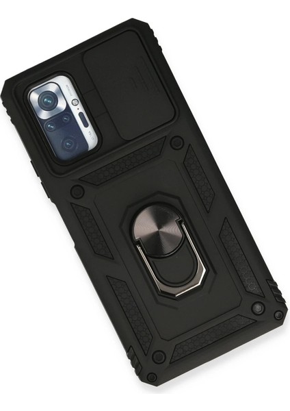 Xiaomi Redmi Note 10 Pro Kılıf Pars Lens Yüzüklü Silikon - Siyah Gnzrz