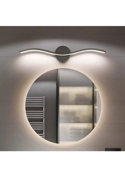 Wave Modern Tasarım Siyah Renk Gün Işığı Ledli Banyo - Mutfak - Salon LED Duvar Aplik