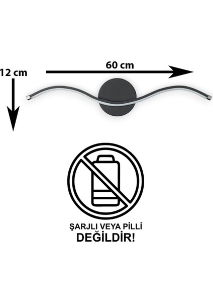 Wave Modern Tasarım Siyah Renk Gün Işığı Ledli Banyo - Mutfak - Salon LED Duvar Aplik