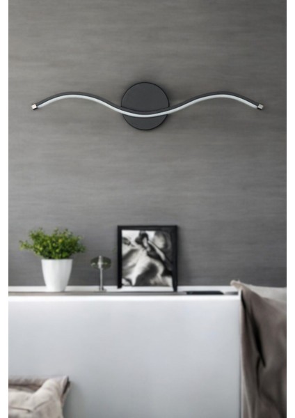 Wave Modern Tasarım Siyah Renk Gün Işığı Ledli Banyo - Mutfak - Salon LED Duvar Aplik