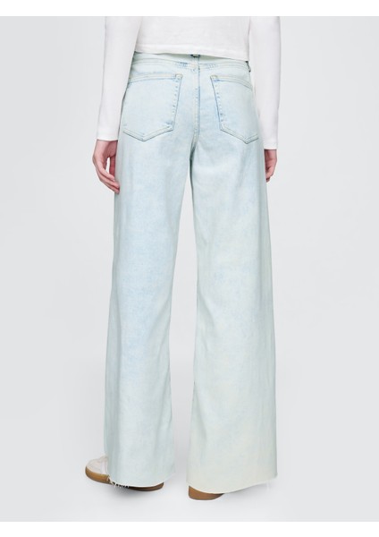 Kadın Mavi High Rise Stride Wide-Leg Jean Pantolon modelleri