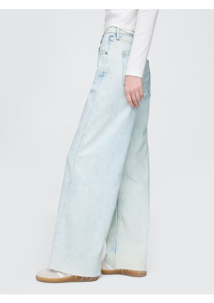 Kadın Mavi High Rise Stride Wide-Leg Jean Pantolon fırsatları