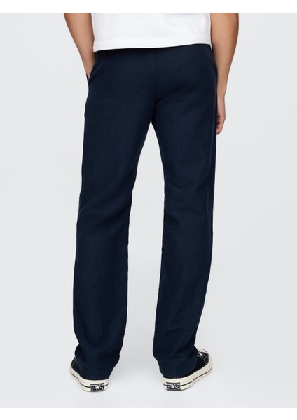 Erkek Lacivert Keten Karışımlı Khaki Pantolon fırsatları