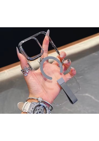Apple iPhone 15 Pro Max Uyumlu Magsafe Özellikli El Tutamaçlı Teksas Silikon Kapak