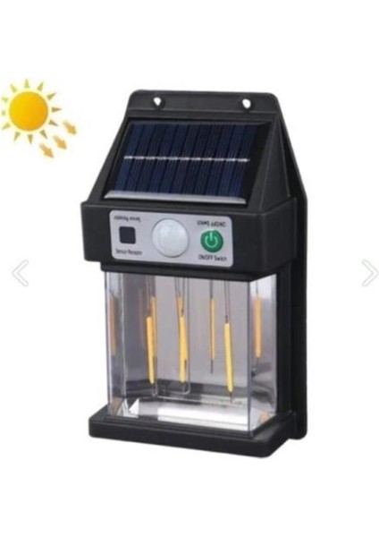 Gold Silver Güneş Enerjili Sensörlü Duvar Apliği Sarı Işık 10W