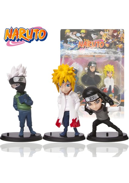 Naruto Shippuden Anime Figür Karakter Kakashi Hatake Hyuga Minato Namikaze 3’lü Oyuncak Seti