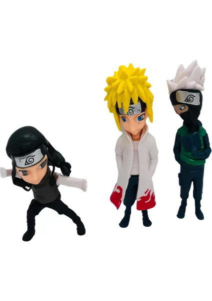 Naruto Shippuden Anime Figür Karakter Kakashi Hatake Hyuga Minato Namikaze 3’lü Oyuncak Seti