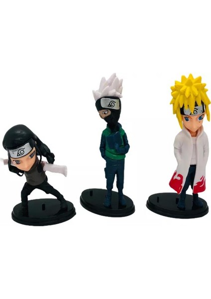 Naruto Shippuden Anime Figür Karakter Kakashi Hatake Hyuga Minato Namikaze 3’lü Oyuncak Seti