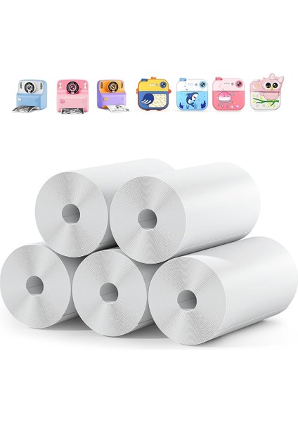 5 Rulo Çocuk Kameraları Için Anında Baskı Kağıdı Fotoğraf Kağıdı Beyaz
