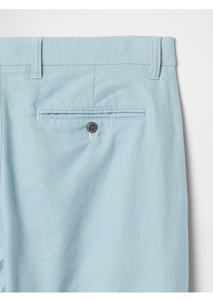 Erkek Açık Mavi Keten Karışımlı Khaki Pantolon