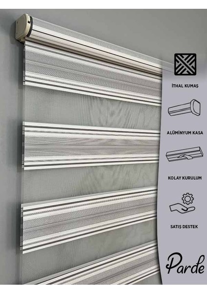 Kuzey Serisi Ithal Kumaş Çizgili Gri Zebra Stor Perde