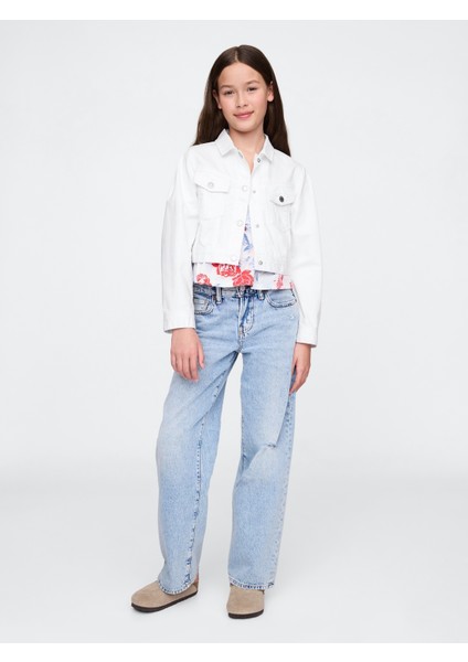 Kız Çocuk Orange Kıss Neon Kids Crop Denim Ceket