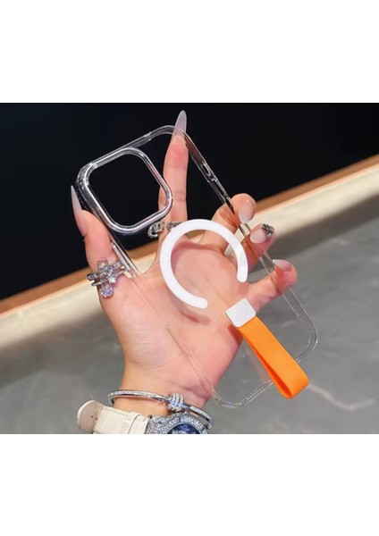 Apple iPhone 16 Uyumlu Magsafe Özellikli El Tutamaçlı Teksas Silikon Kapak