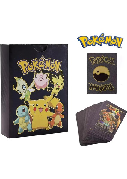 Pokemon Go Vmax Black Card Tcg Dx Gx Siyah Esnek Oyuncu & Koleksiyon Pokemon Kartı 55 Adet Ingilizce
