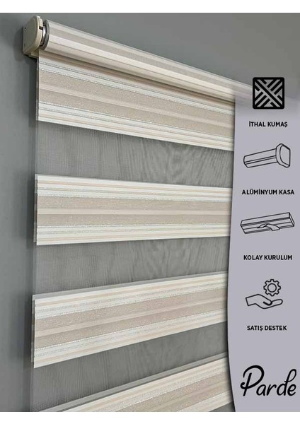 Kuzey Serisi Ithal Kumaş Çizgili Pudra Zebra Stor Perde