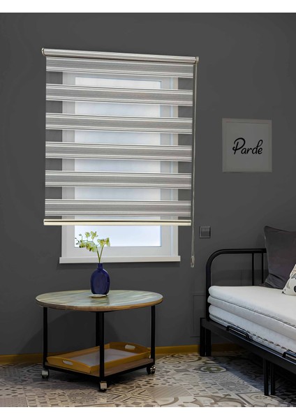 Kuzey Serisi Ithal Kumaş Çizgili Gri Zebra Stor Perde