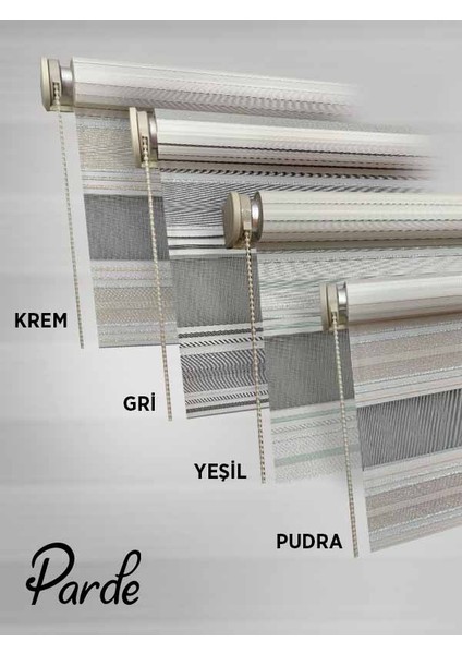 Kuzey Serisi Ithal Kumaş Çizgili Yeşil Zebra Stor Perde