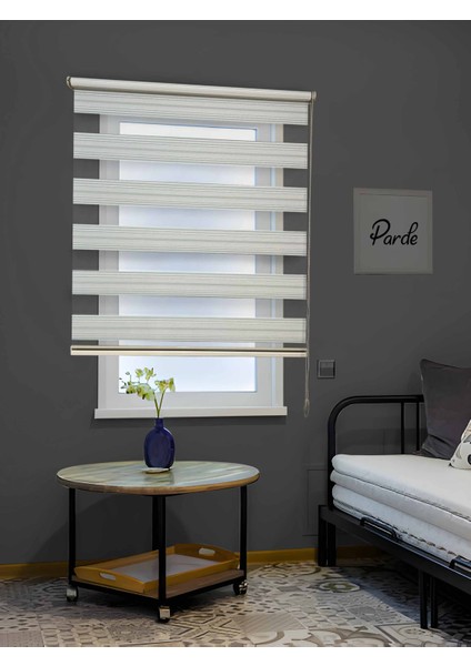 Kuzey Serisi Ithal Kumaş Çizgili Yeşil Zebra Stor Perde