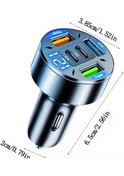 S19-USB Type-C Araba Hızlı Şarj Cihazı 5 Port Pd Xiaomi Iphone 12 13 14 Pro Samsung fiyatları