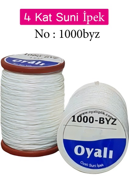 Oyalı 4 Kat Suni Ipek Iplik Iğne Oyası Boncuk Ipi Tığ Oyası NO:1000-BYZ