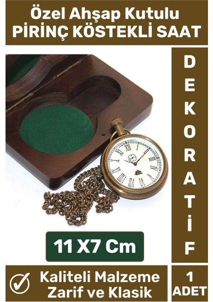 Özel Seri Ahşap Kutulu Klasik Vintage Dekoratif Erkek Arkadaşa Hediyelik Pirinç Köstekli Saat