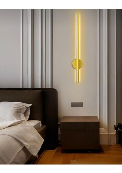 Modern Dekoratif Pilli Luxury Tasarım Sarı LED Duvar Aplik 70 cm