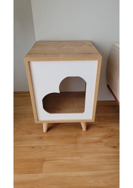 Ahşap Kedi Evi & Kedi Evi 40X40CM Doğal Ahşap Renk