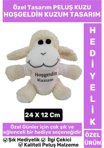 Özel Seri Doğum Sonrası Bebek Odası Sevgili Için Eğlenceli Hoşgeldin Kuzum Tasarımlı Peluş Kuzu