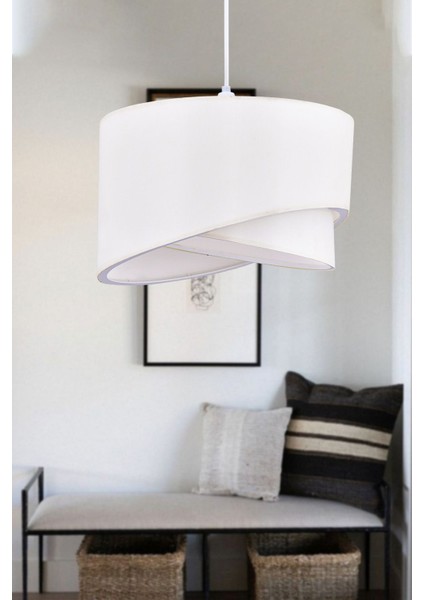 Elips 2 Katlı Kumaş Pasta Avize Çocuk Odası Yatak Odası Salon Mutfak Hol