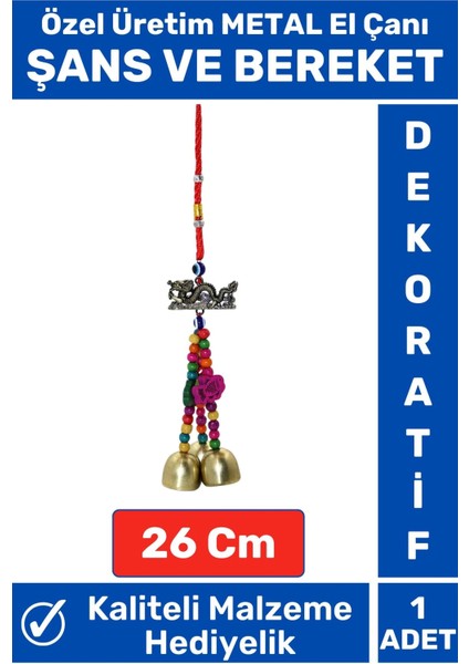 Özel Seri Yüksek Kaliteli Şık Dekoratif Biblo Hediyelik Ev Ofis Inanış Şans ve Bereket Metal El Çanı