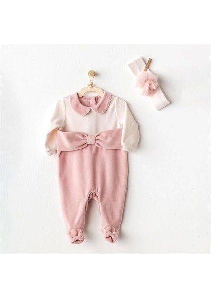 Andywawa AC25043 Puppy Gazelle Kadife Bebe Tulum Takım Pink