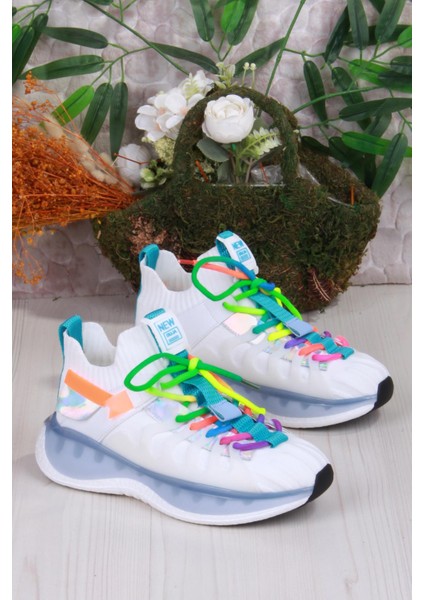 Karsu Rahat Esnek Özel Tasarım Renkli Bağcuklı Sneaker Kadın Ayakkabı modelleri