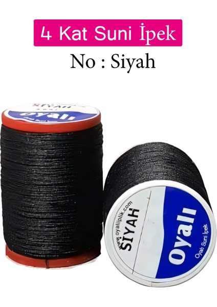 4 Kat Suni Ipek Iplik Iğne Oyası Boncuk Ipi Tığ Oyası No:siyah