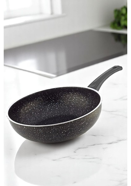 Granit Döküm 8 cm Derin Wok Tava - Yapışmaz Wok Tava - 30 cm 721663