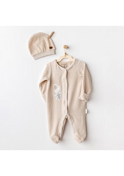 Andywawa AC25064 Happy Everyday Kadife Tulum Takım Beige